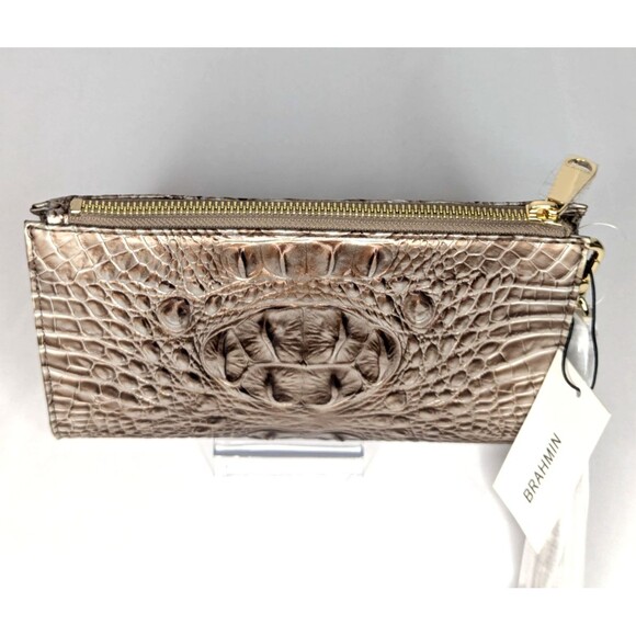 Brahmin Daisy Large Zip Wristlet - Silver Lining, Grey Taupe Brown NWT - Picture 4 of 9